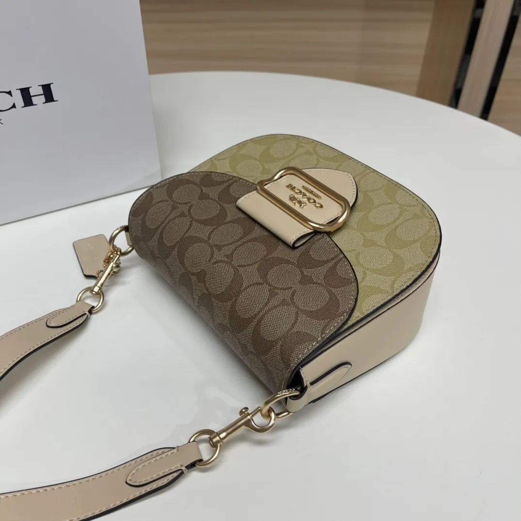 Top original order batch 500💰Coach/Coach new color. Model CH507 Ole Women's Classic Logo Canvas KLEO No. 17 Shoulder Bag Autumn Luxury and Noble 🤞 Size 19.5X17X7