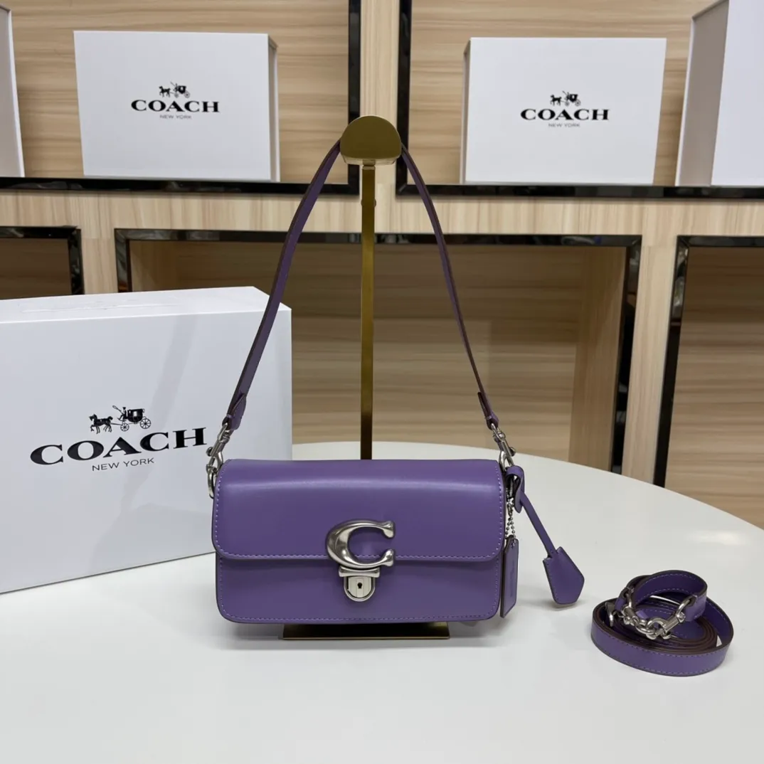 Top original order, batch 480💰Coach new Coach baguette bag, leather crossbody bag [Rose][Rose] model CE331 women's bag STUDIO BAGUETTE, size: 20*10*7[Fireworks][Fireworks][Fireworks]
