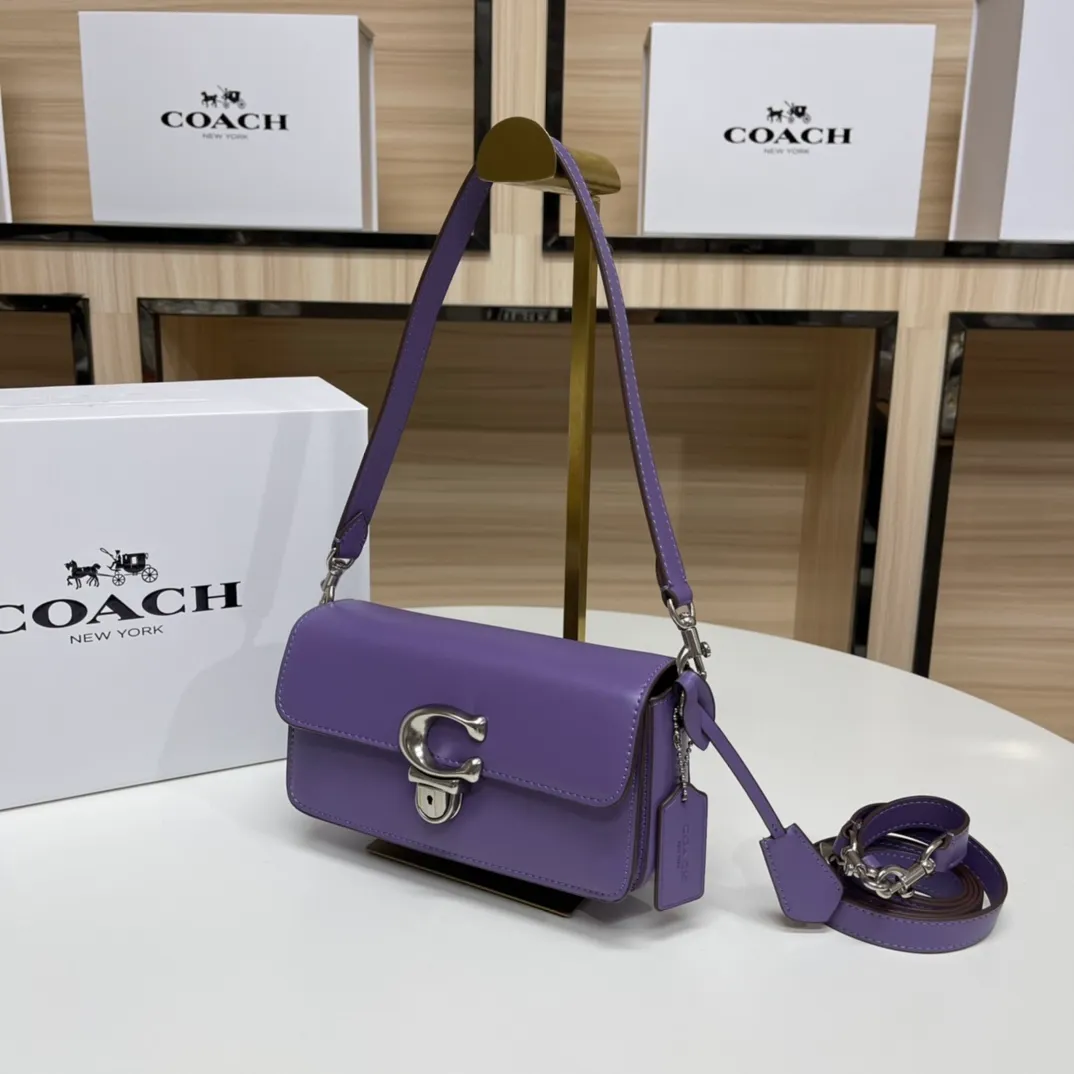 Top original order, batch 480💰Coach new Coach baguette bag, leather crossbody bag [Rose][Rose] model CE331 women's bag STUDIO BAGUETTE, size: 20*10*7[Fireworks][Fireworks][Fireworks]