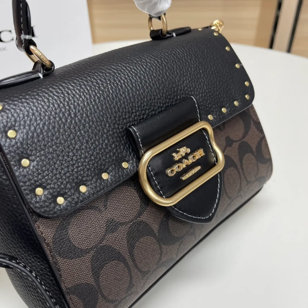 Top original order, batch 520💰Coach counter new synchronized [rose][rose][rose] model CF322 Morgan Tophandle modern retro style has a classic, calm and atmospheric feeling and is very personalized, buckle opening, casual and natural, has a leisurely and lazy feeling ~ It has a detachable long shoulder strap and the capacity is sufficient. Size: 21*16*6