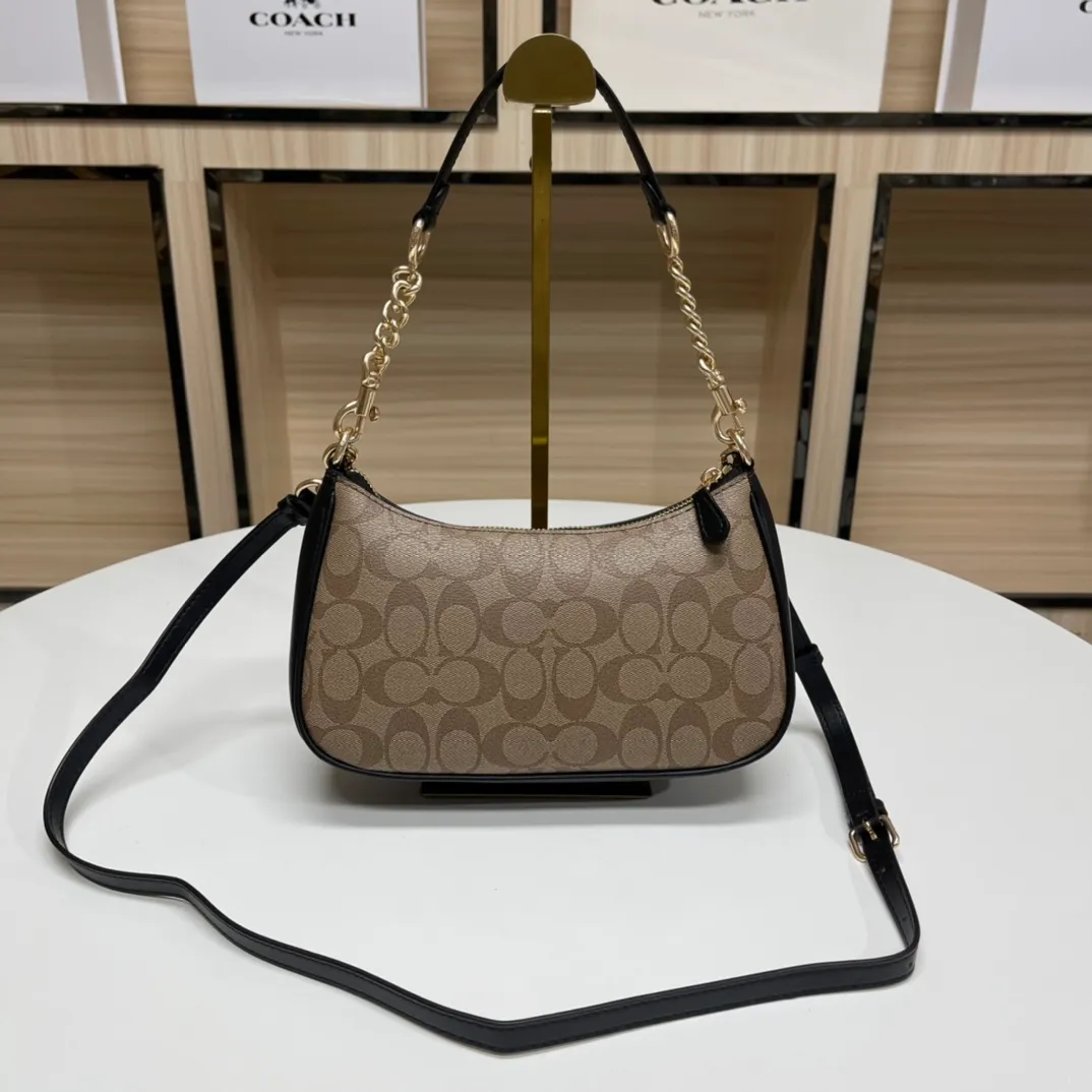 Top original order batch 380💰coach/Coach new armpit bag new model in stock. Model 548, 209, 173. C's Outlet women's bag color-blocked TERI shoulder bag. . DETAILS details Material: cow leather 2 credit card slots Built-in multi-function pocket Top zipper closure, fabric lining Detachable handle with vertical length of 21cm Detachable shoulder strap with vertical length of 58cm, can be used for shoulder or crossbody Dimensions: 24.5cm (length) × 15.5cm (height) 7.5cm (width),