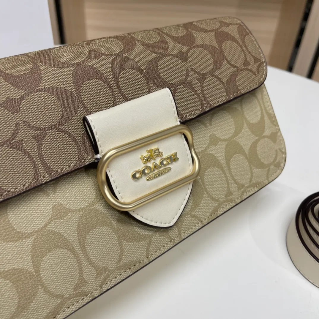 Top original order batch 500💰COACH/model CH506. Coach Outlet women's bag color matching classic logo MORGAN shoulder bag armpit bag. Size 26X14X6