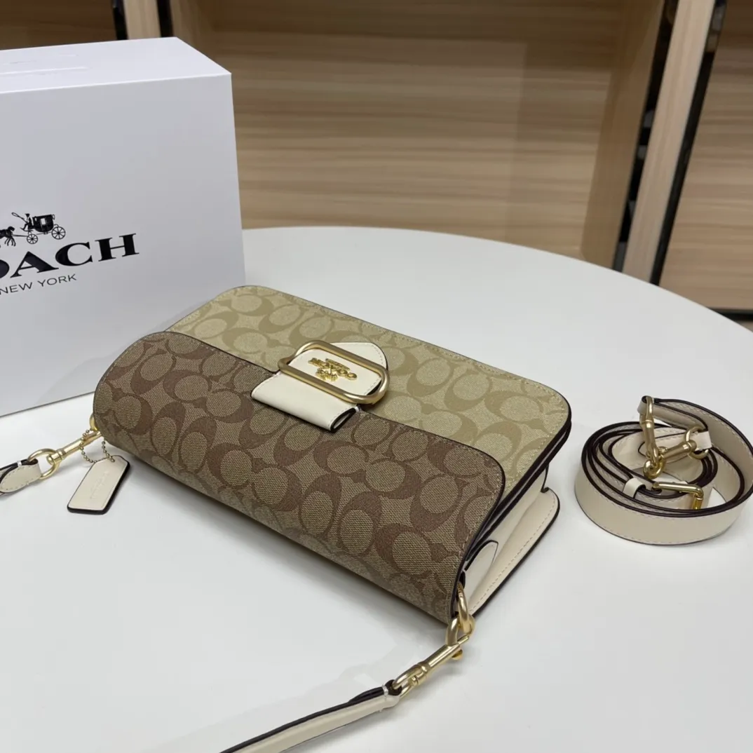 Top original order batch 500💰COACH/model CH506. Coach Outlet women's bag color matching classic logo MORGAN shoulder bag armpit bag. Size 26X14X6