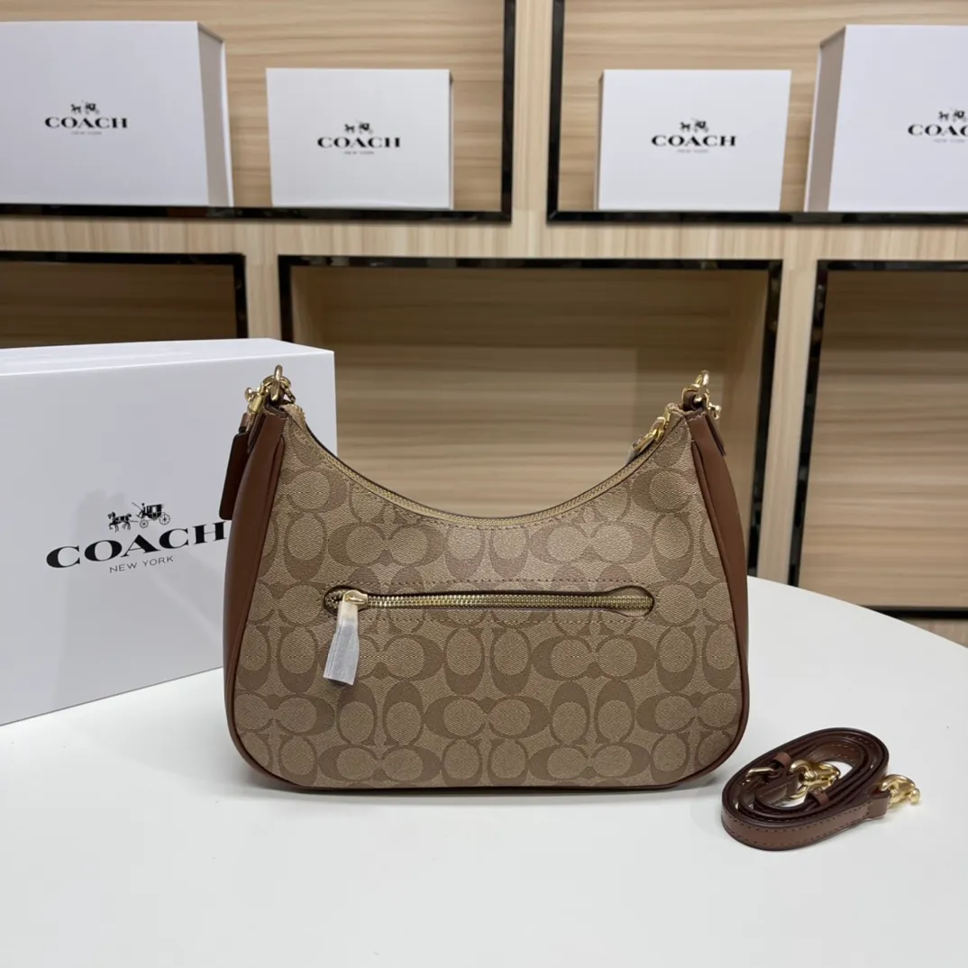 Batch 430💰COACH/Coach official outlet style women's leather college style single shoulder crossbody handbag armpit bag. Model CK161. 29 X23 X23