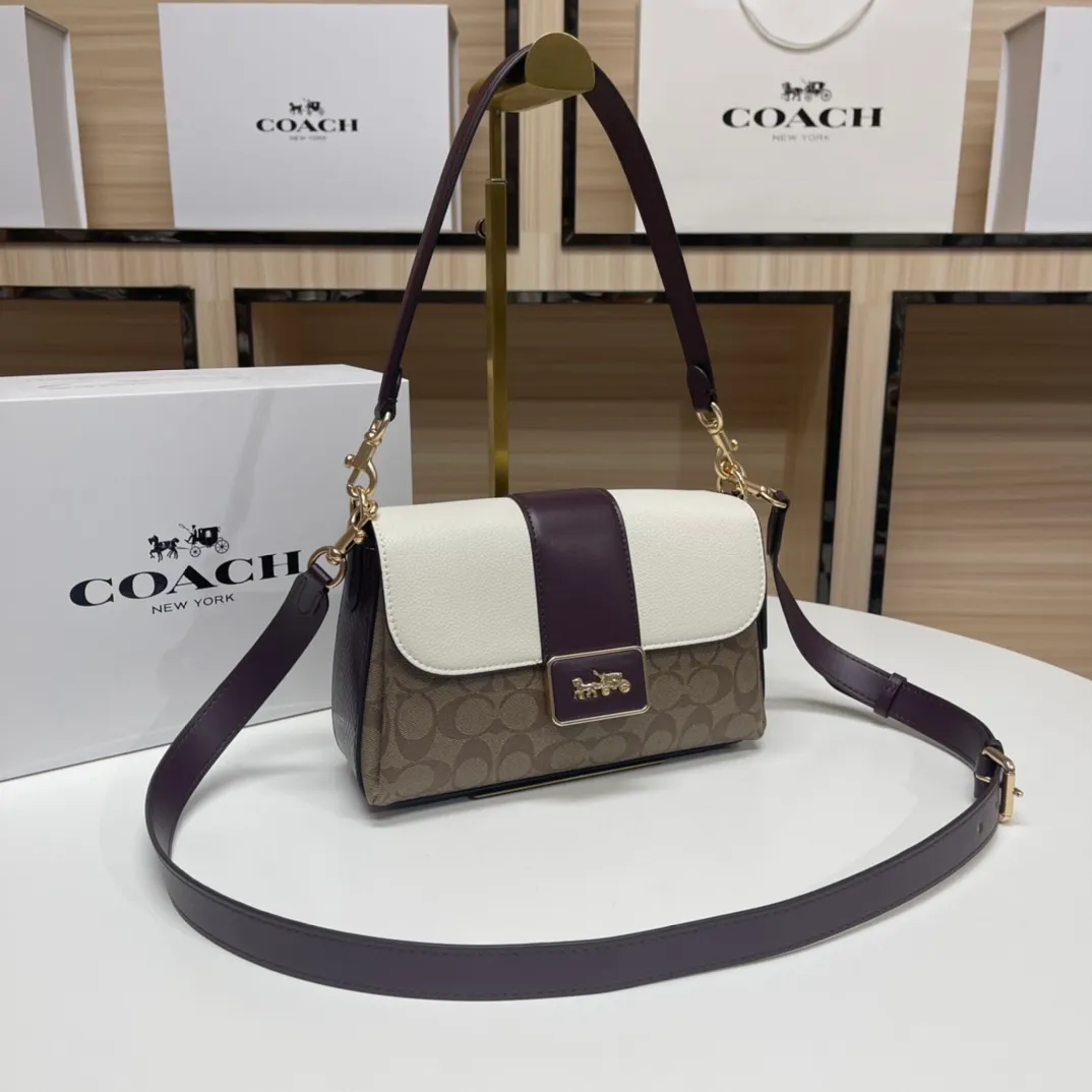 Batch 480💰COACH counter synchronization outlet new GRACE flip shoulder crossbody bag for women, model CC068 size: 26*16*8.5