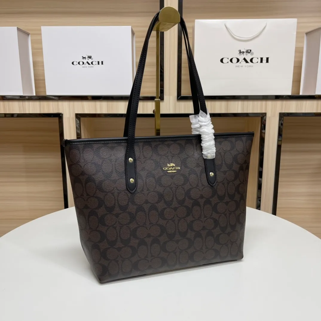 Top original order, batch 380💰Coach F58292 new shopping bag, classic C logo. Practical and versatile, can be used all year round, large capacity. Versatile! Size: 29*27*14