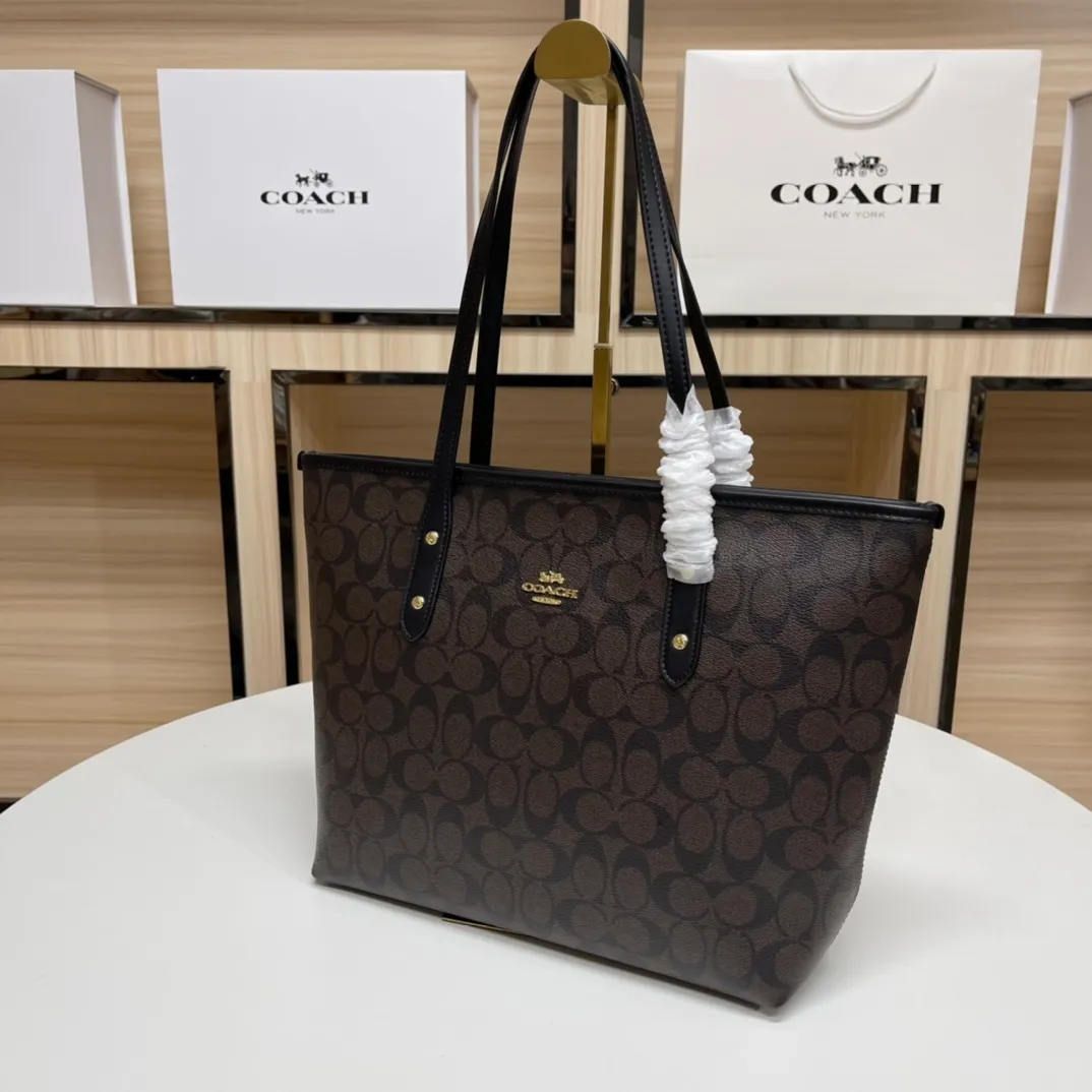 Top original order, batch 380💰Coach F58292 new shopping bag, classic C logo. Practical and versatile, can be used all year round, large capacity. Versatile! Size: 29*27*14