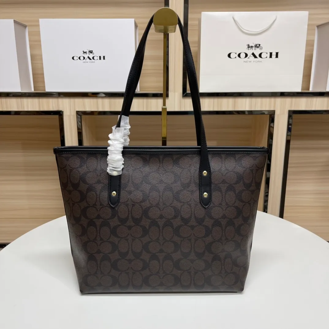 Top original order, batch 380💰Coach F58292 new shopping bag, classic C logo. Practical and versatile, can be used all year round, large capacity. Versatile! Size: 29*27*14