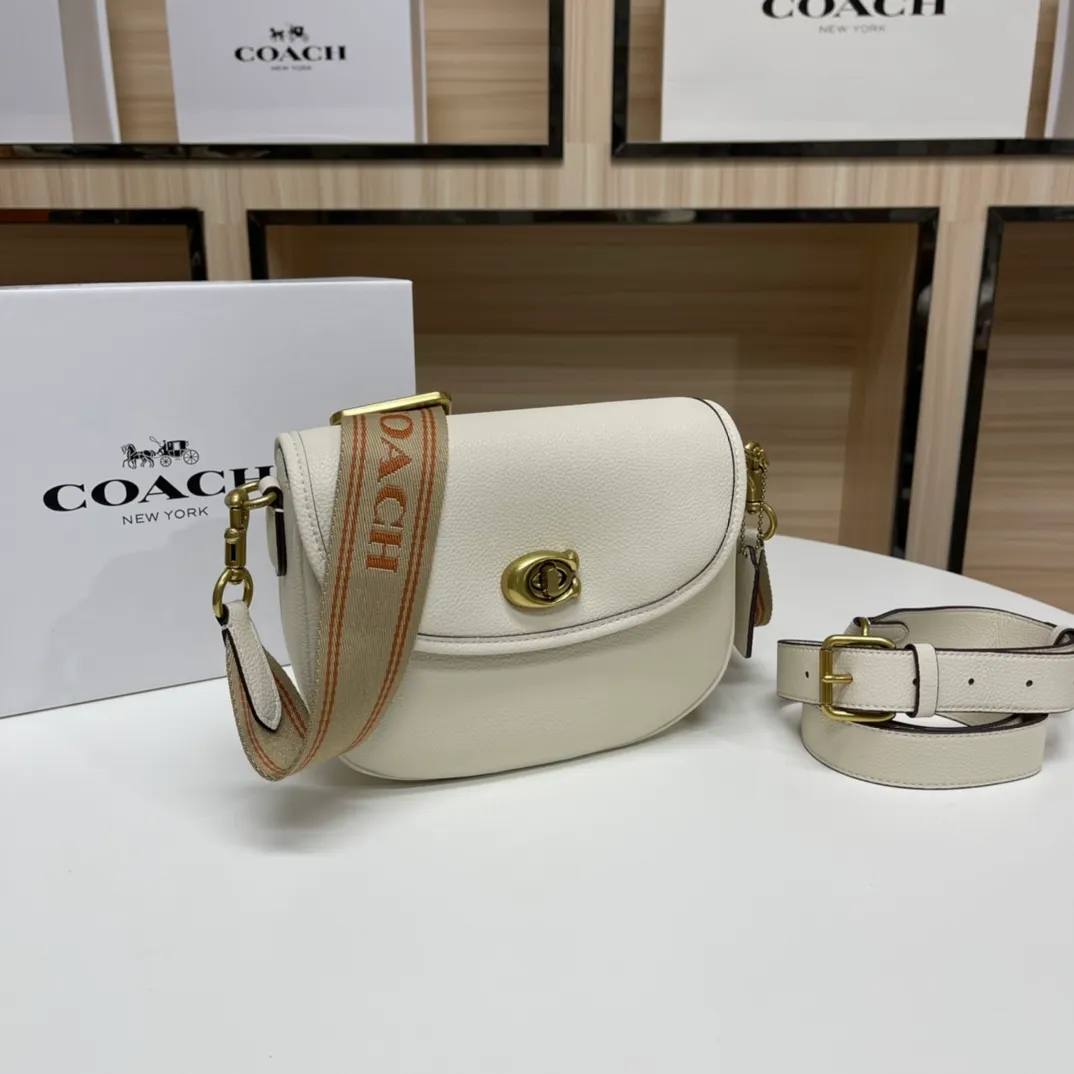 Top original order batch 460💰coach/Coach new ca094. Full leather, Willow Saddle vintage saddle bag, crossbody bag, 2 shoulder straps can be matched with different styles, can be salty or sweet, super classic and beautiful ~ 22x17x7.5cm