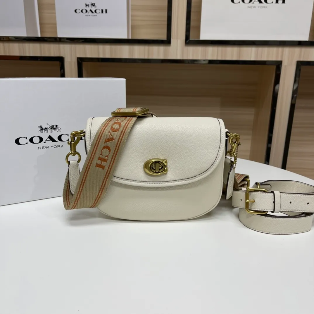 Top original order batch 460💰coach/Coach new ca094. Full leather, Willow Saddle vintage saddle bag, crossbody bag, 2 shoulder straps can be matched with different styles, can be salty or sweet, super classic and beautiful ~ 22x17x7.5cm