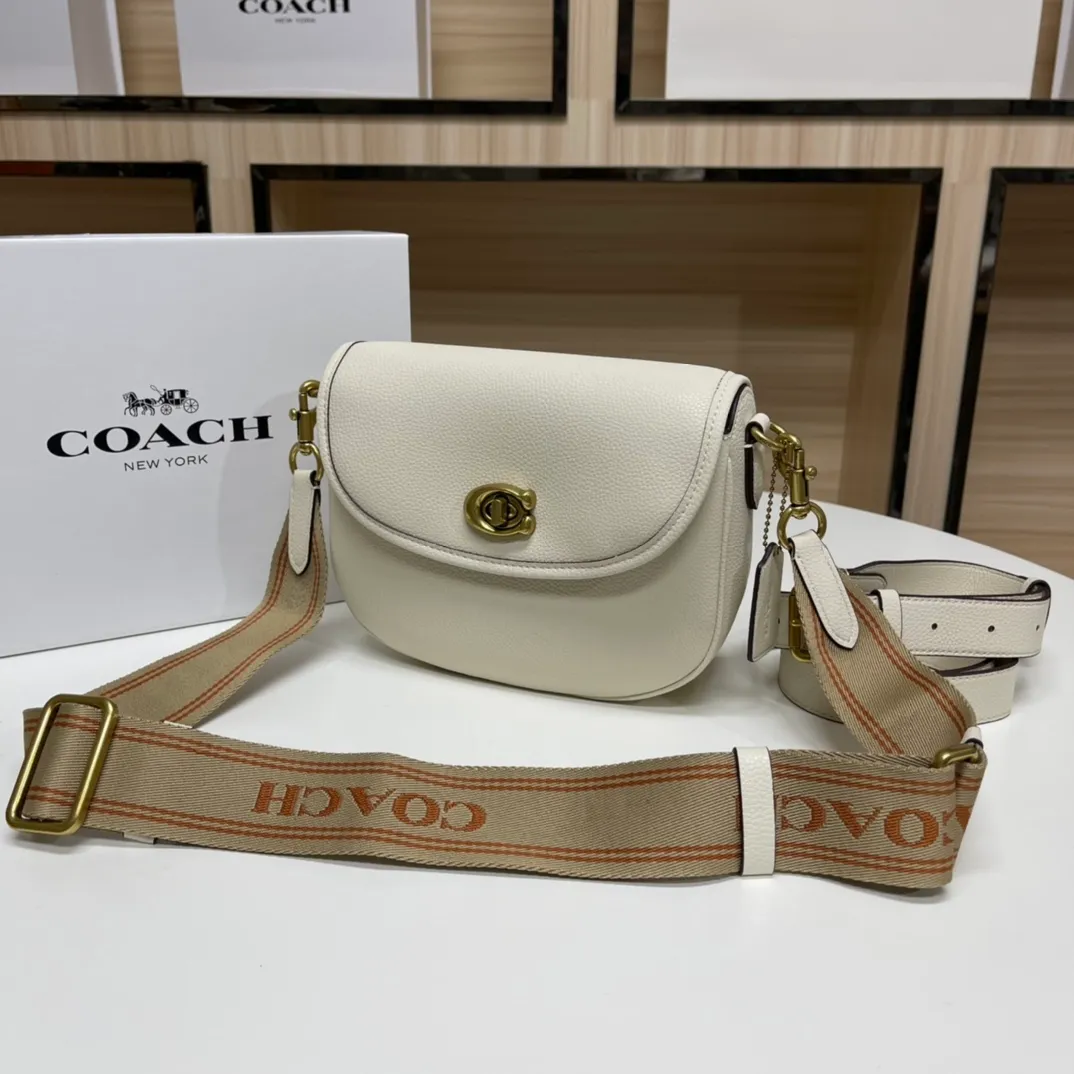Top original order batch 460💰coach/Coach new ca094. Full leather, Willow Saddle vintage saddle bag, crossbody bag, 2 shoulder straps can be matched with different styles, can be salty or sweet, super classic and beautiful ~ 22x17x7.5cm