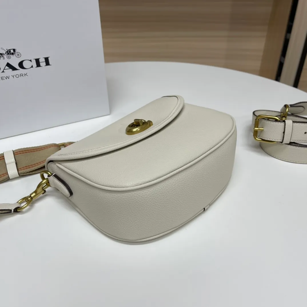 Top original order batch 460💰coach/Coach new ca094. Full leather, Willow Saddle vintage saddle bag, crossbody bag, 2 shoulder straps can be matched with different styles, can be salty or sweet, super classic and beautiful ~ 22x17x7.5cm