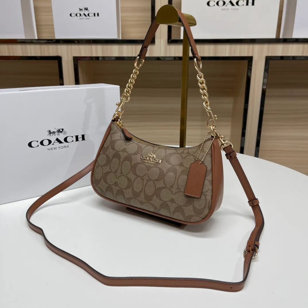 Top original order batch 380💰coach/Coach new armpit bag new model in stock. Model 548, 209, 173. C's Outlet women's bag color-blocked TERI shoulder bag. . DETAILS details Material: cow leather 2 credit card slots Built-in multi-function pocket Top zipper closure, fabric lining Detachable handle with vertical length of 21cm Detachable shoulder strap with vertical length of 58cm, can be used for shoulder or crossbody Dimensions: 24.5cm (length) × 15.5cm (height) 7.5cm (width),