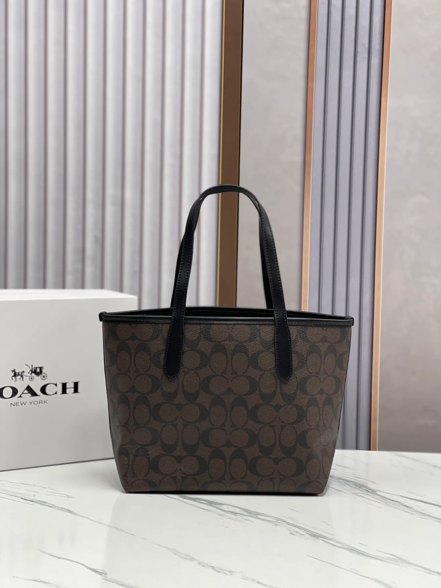 Top original order batch 340💰coach/Coach new new product CN733 CN183 Latest carriage mini double-sided tote bag shopping bag top original order batch VC with leather CITY classic logo coated canvas with smooth leather details. Internal zip pocket. Size 23·11·20.5