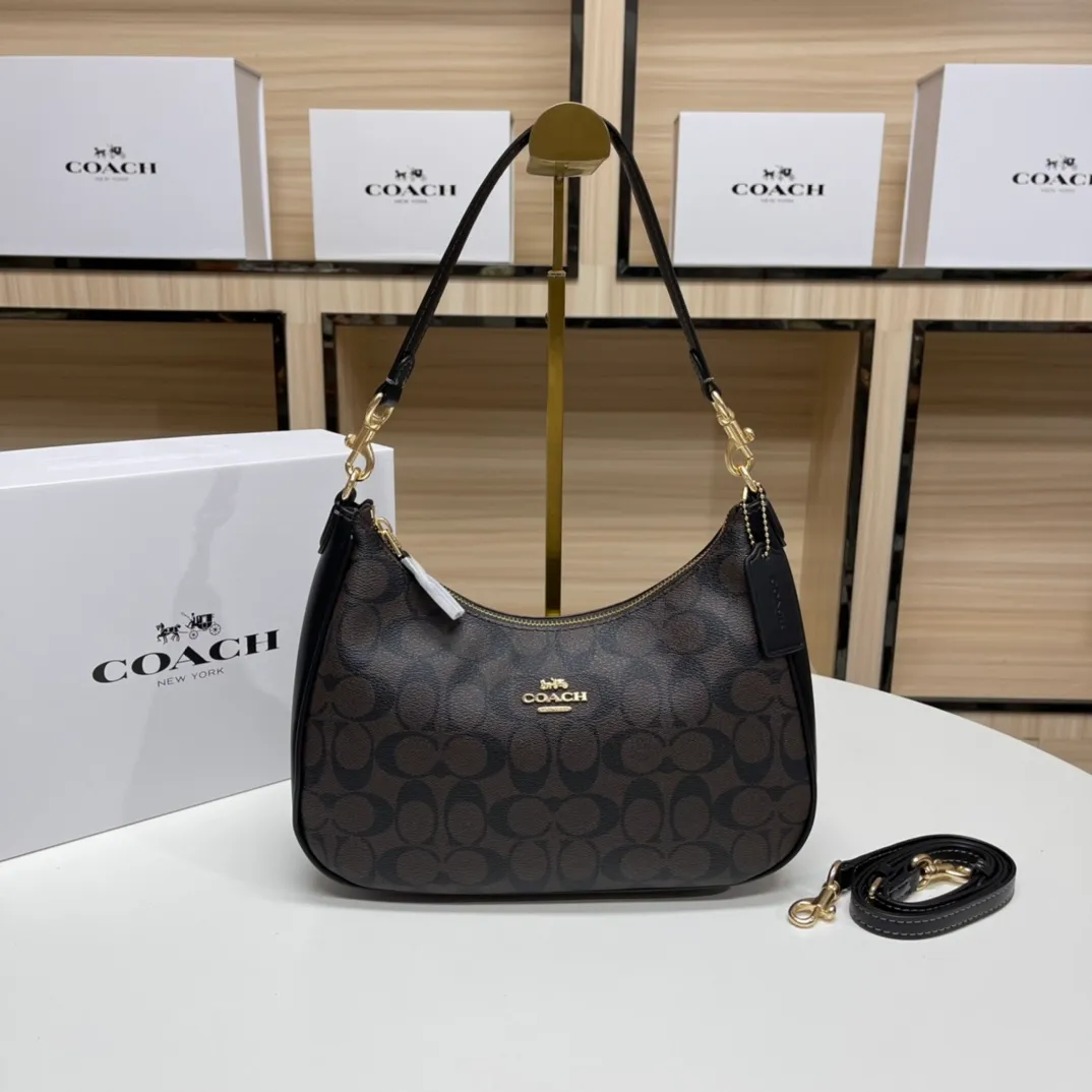 Batch 430💰COACH/Coach official outlet style women's leather college style single shoulder crossbody handbag armpit bag. Model CK161. 29 X23 X23