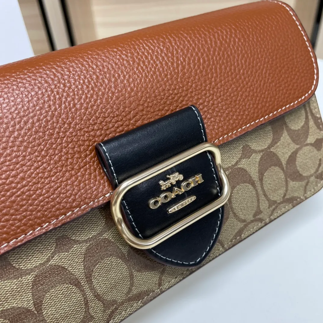 Top original order, batch 500💰COACH/model CE560 Coach Outlet women's bag color matching classic logo MORGAN shoulder bag underarm bag, hijab with first-layer cowhide, size 26X14X6