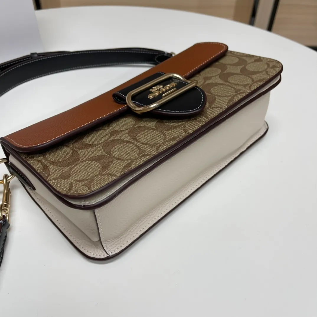 Top original order, batch 500💰COACH/model CE560 Coach Outlet women's bag color matching classic logo MORGAN shoulder bag underarm bag, hijab with first-layer cowhide, size 26X14X6