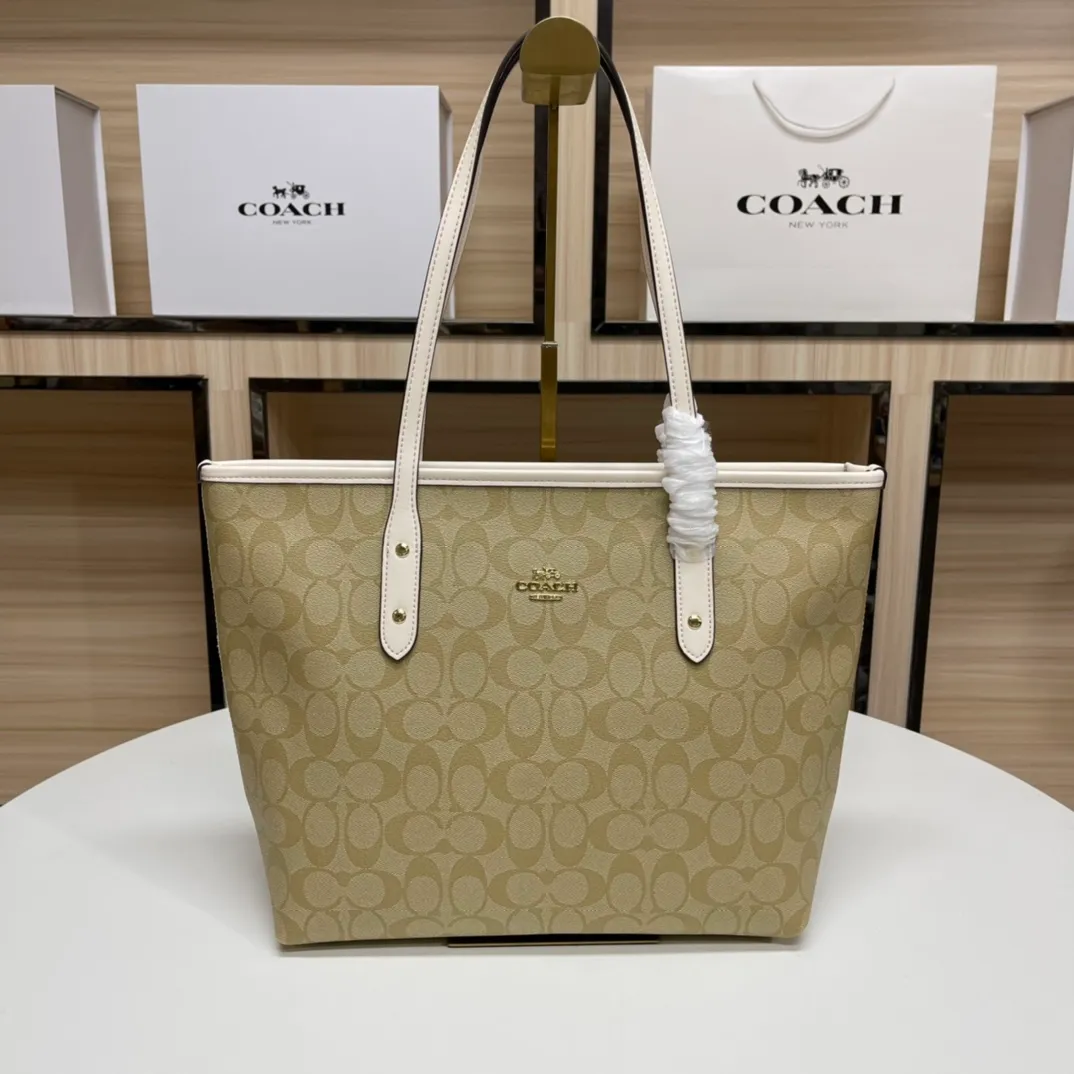 Top original order, batch 380💰Coach F58292 new shopping bag, classic C logo. Practical and versatile, can be used all year round, large capacity. Versatile! Size: 29*27*14