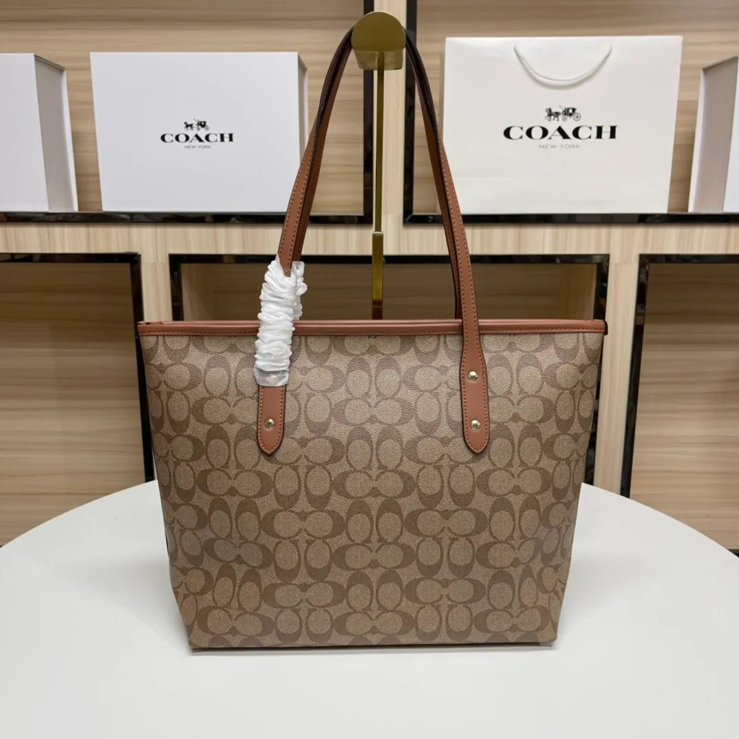 Top original order, batch 380💰Coach F58292 new shopping bag, classic C logo. Practical and versatile, can be used all year round, large capacity. Versatile! Size: 29*27*14
