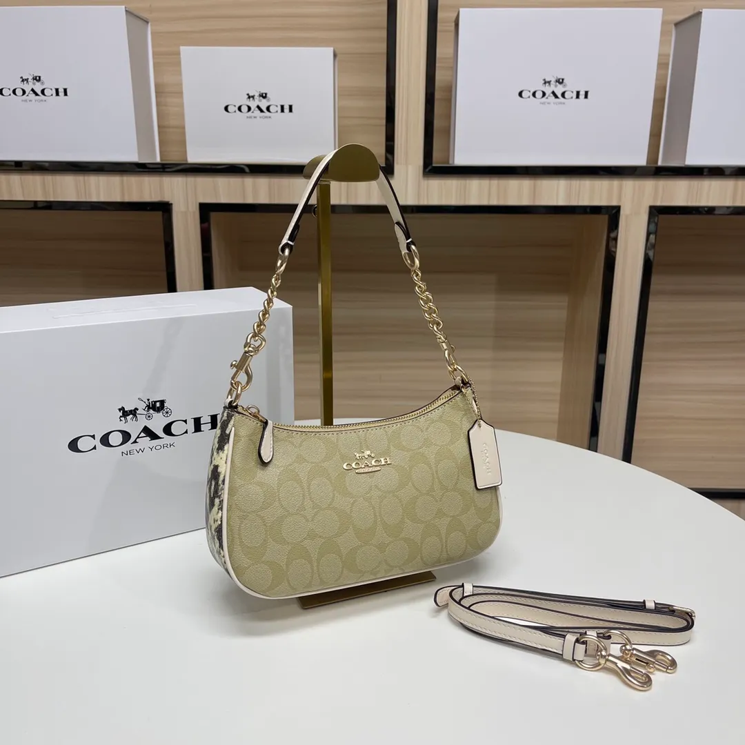 Top original order batch 380💰coach/Coach new armpit bag new model in stock. Model 548, 209, 173. C's Outlet women's bag color-blocked TERI shoulder bag. . DETAILS details Material: cow leather 2 credit card slots Built-in multi-function pocket Top zipper closure, fabric lining Detachable handle with vertical length of 21cm Detachable shoulder strap with vertical length of 58cm, can be used for shoulder or crossbody Dimensions: 24.5cm (length) × 15.5cm (height) 7.5cm (width),