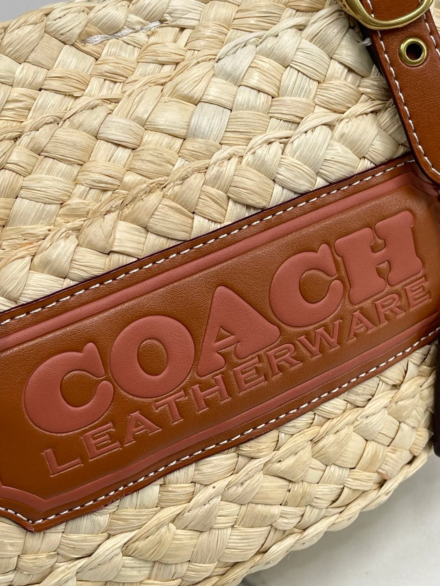 P410🐶COACH/Coach Women's Bag 2024 New Model CJ638🏖️STRUCTURED 17 Straw Shoulder Tote Bag Tote Bag💐💕How can I miss it this summer~ Let's go on a beach vacation together🏖️🌊Size 17*13*17