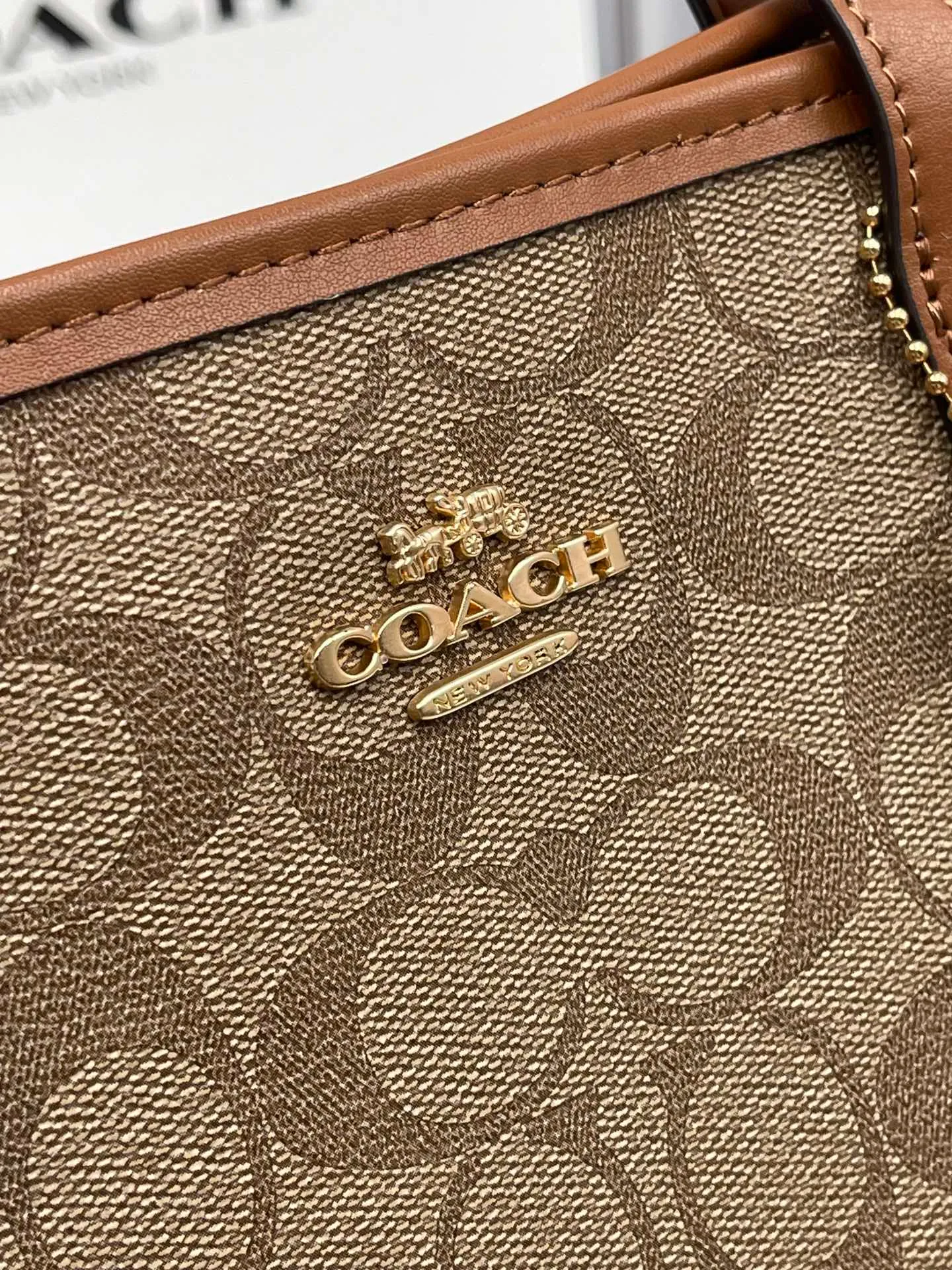 Top original order batch 340💰coach/Coach new new product CN733 CN183 Latest carriage mini double-sided tote bag shopping bag top original order batch VC with leather CITY classic logo coated canvas with smooth leather details. Internal zip pocket. Size 23·11·20.5
