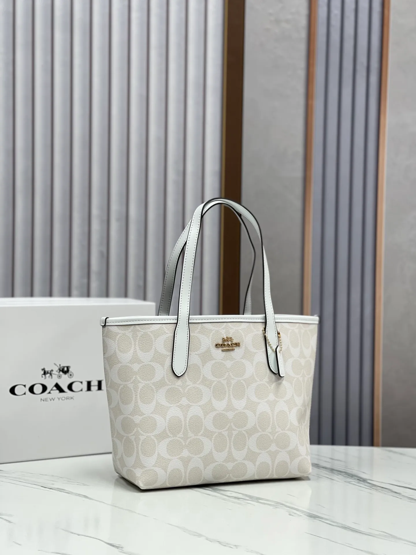 Top original order batch 340💰coach/Coach new new product CN733 CN183 Latest carriage mini double-sided tote bag shopping bag top original order batch VC with leather CITY classic logo coated canvas with smooth leather details. Internal zip pocket. Size 23·11·20.5