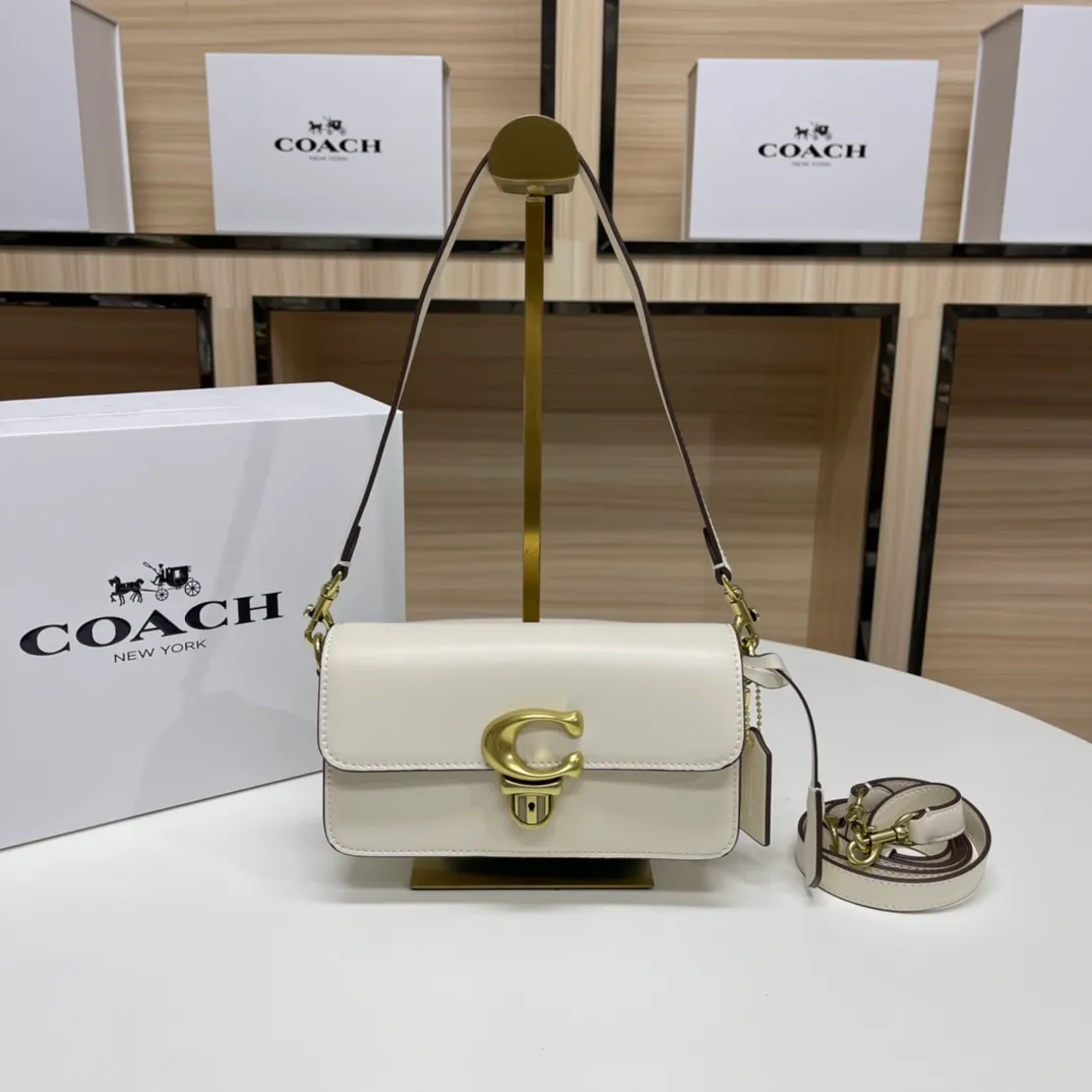 Top original order, batch 480💰Coach new Coach baguette bag, leather crossbody bag [Rose][Rose] model CE331 women's bag STUDIO BAGUETTE, size: 20*10*7[Fireworks][Fireworks][Fireworks]