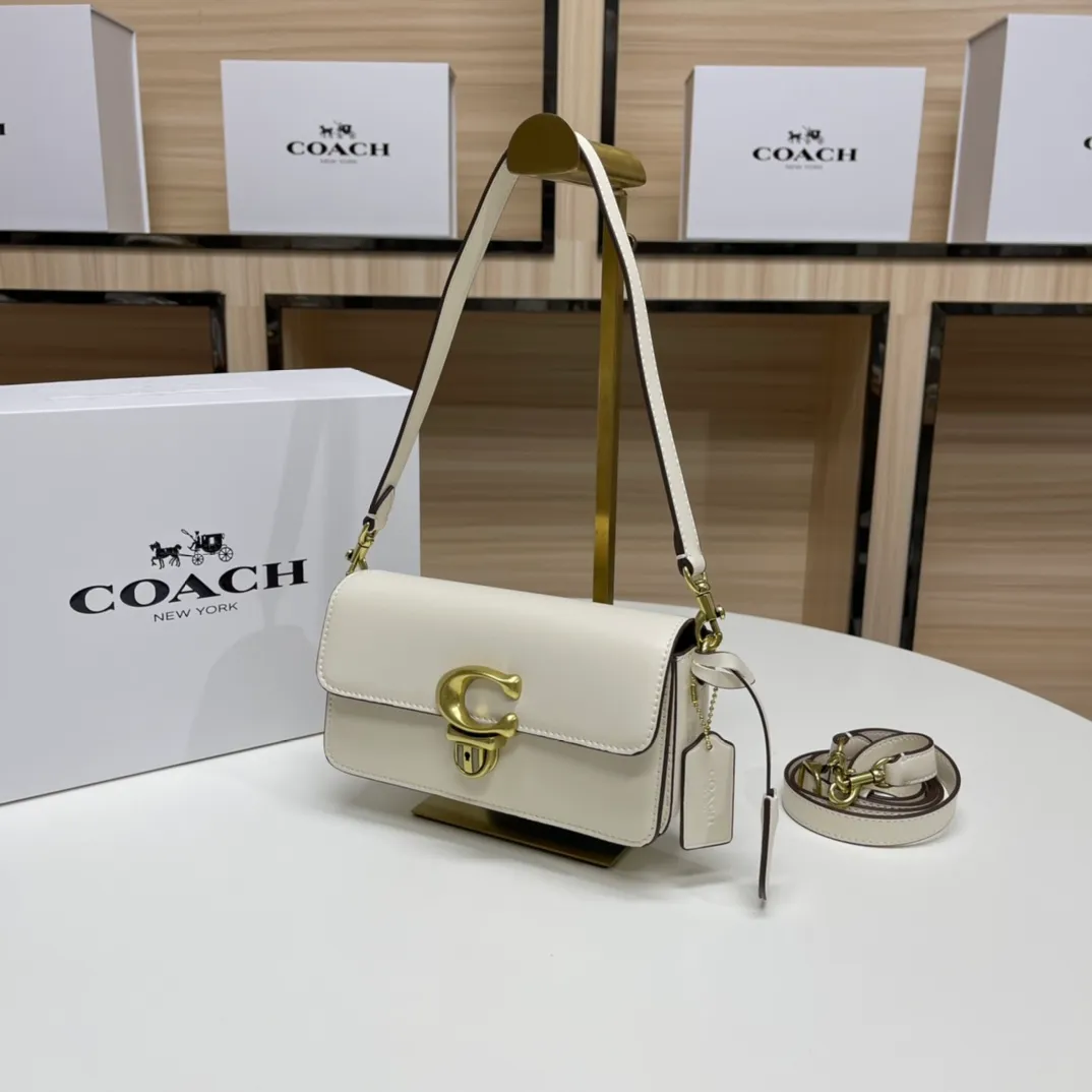 Top original order, batch 480💰Coach new Coach baguette bag, leather crossbody bag [Rose][Rose] model CE331 women's bag STUDIO BAGUETTE, size: 20*10*7[Fireworks][Fireworks][Fireworks]