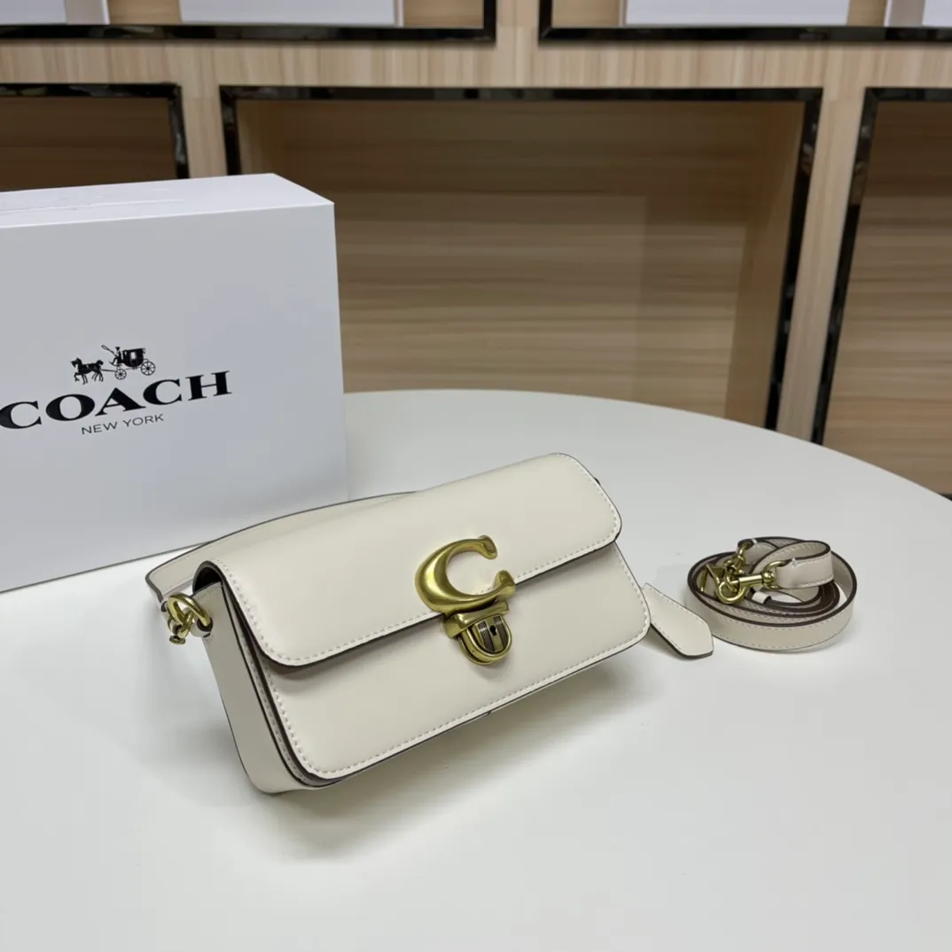 Top original order, batch 480💰Coach new Coach baguette bag, leather crossbody bag [Rose][Rose] model CE331 women's bag STUDIO BAGUETTE, size: 20*10*7[Fireworks][Fireworks][Fireworks]