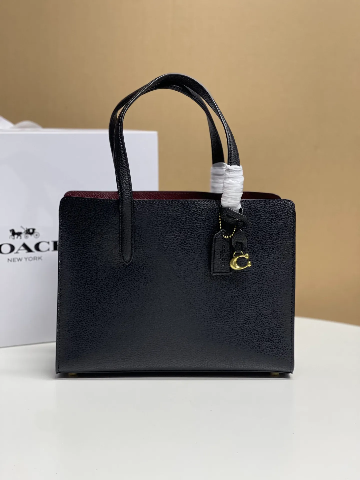 Top original order batch 460💰COACH/Coach new black women's classic logo CJ806 CARTER CARRYALL No. 28 handbag, size 28 20 10