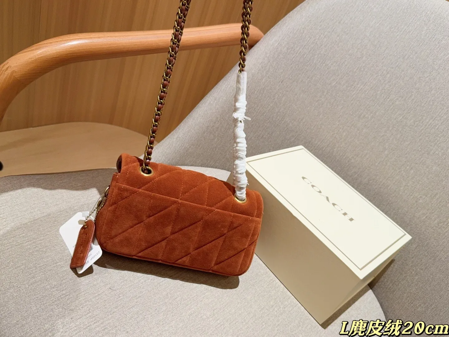 All Categories Official Website "Brand Women's Bags" Women's Bags 💙 COACH 2025 New Coach Suede Fabric Tabby20 Bacchus Bag