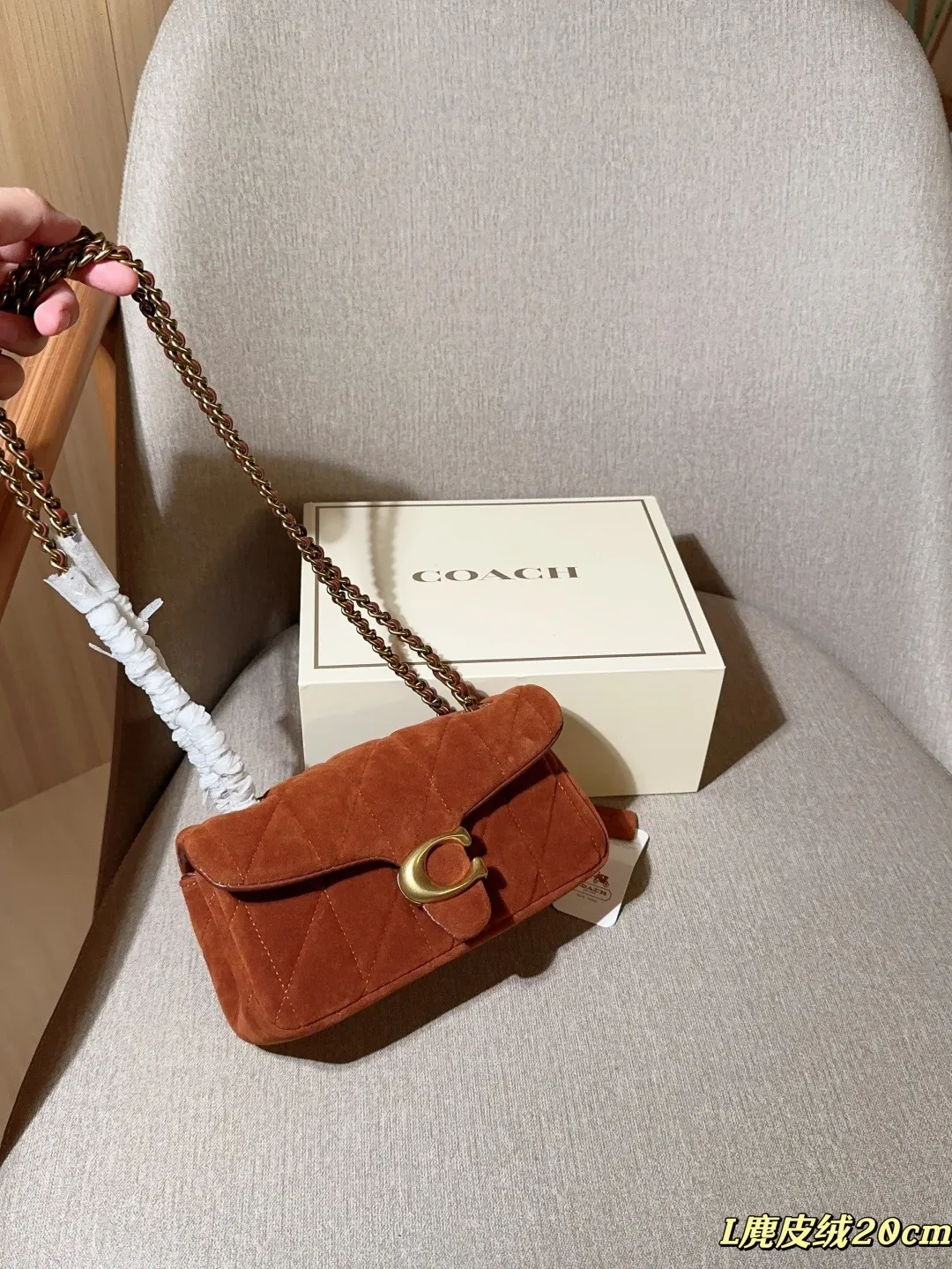 All Categories Official Website "Brand Women's Bags" Women's Bags 💙 COACH 2025 New Coach Suede Fabric Tabby20 Bacchus Bag