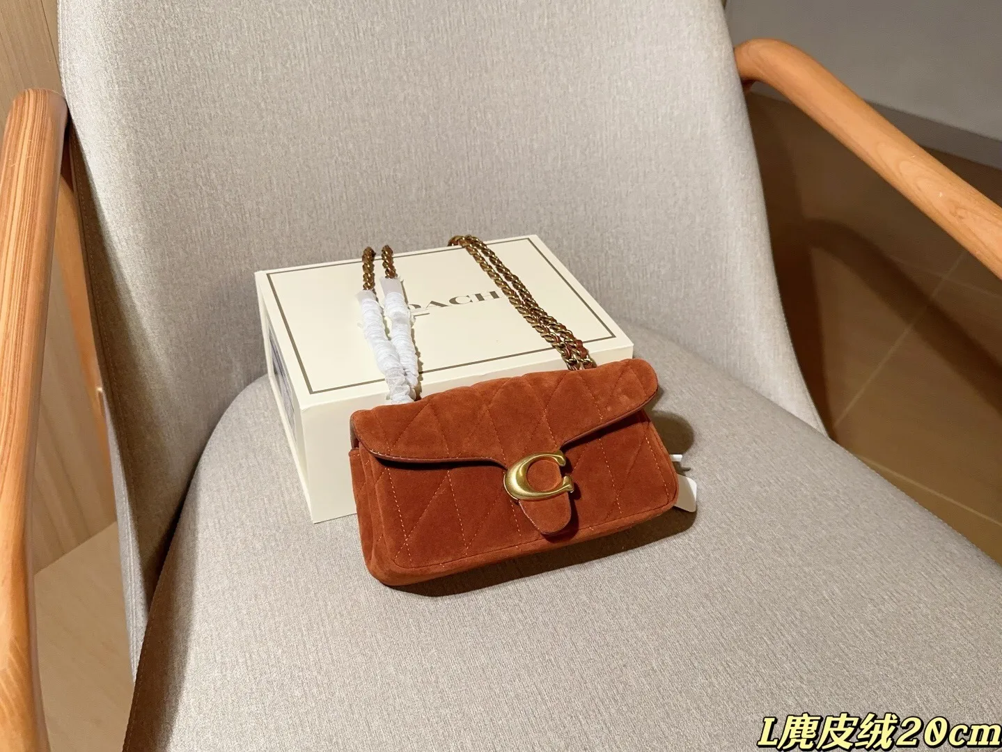 All Categories Official Website "Brand Women's Bags" Women's Bags 💙 COACH 2025 New Coach Suede Fabric Tabby20 Bacchus Bag