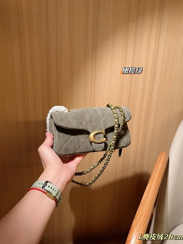 All Categories Official Website "Brand Women's Bags" Women's Bags 💙 COACH 2025 New Coach Suede Fabric Tabby20 Bacchus Bag