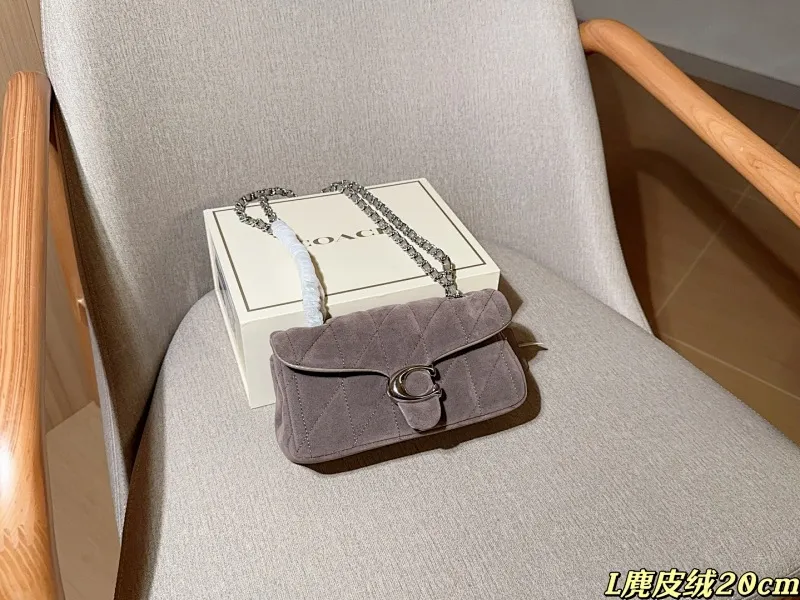 All Categories Official Website "Brand Women's Bags" Women's Bags 💙 COACH 2025 New Coach Suede Fabric Tabby20 Bacchus Bag
