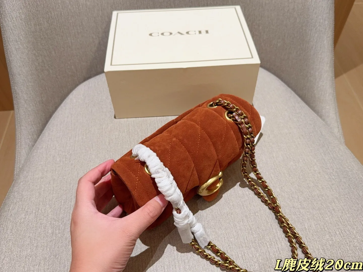 All Categories Official Website "Brand Women's Bags" Women's Bags 💙 COACH 2025 New Coach Suede Fabric Tabby20 Bacchus Bag