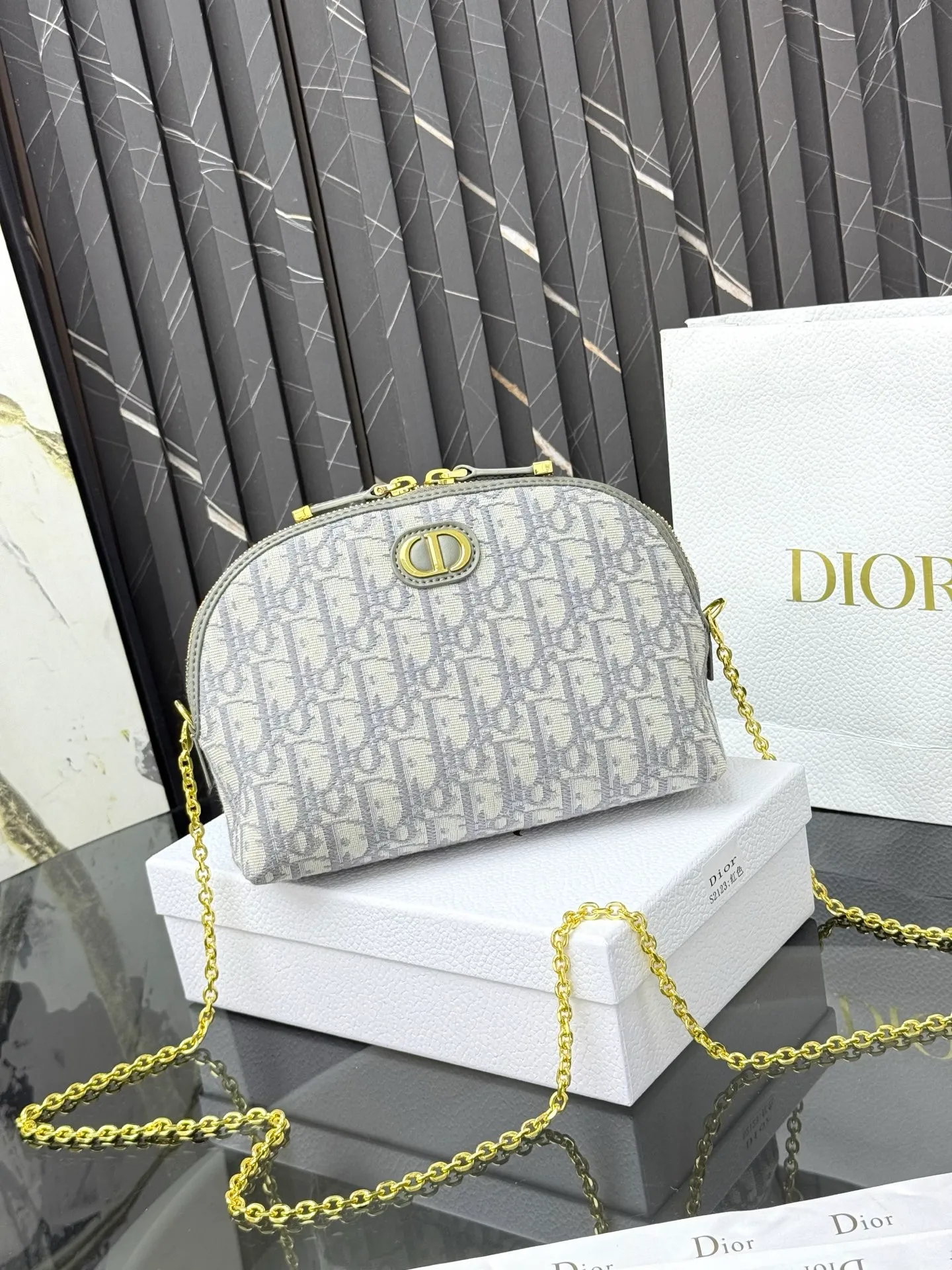 💰230💰The bag is decorated with dior’s signature blue oblique print. It features two chic zippered compartments and a patch pocket to organize a variety of supplies. Available in a large size, it can be worn with other oblique printed pieces. Front CD logo Blue oblique print 1 patch pocket Technical fabric lining Dimensions: 15.5 cm x 24 cm x 7 cm Reference number: S2123