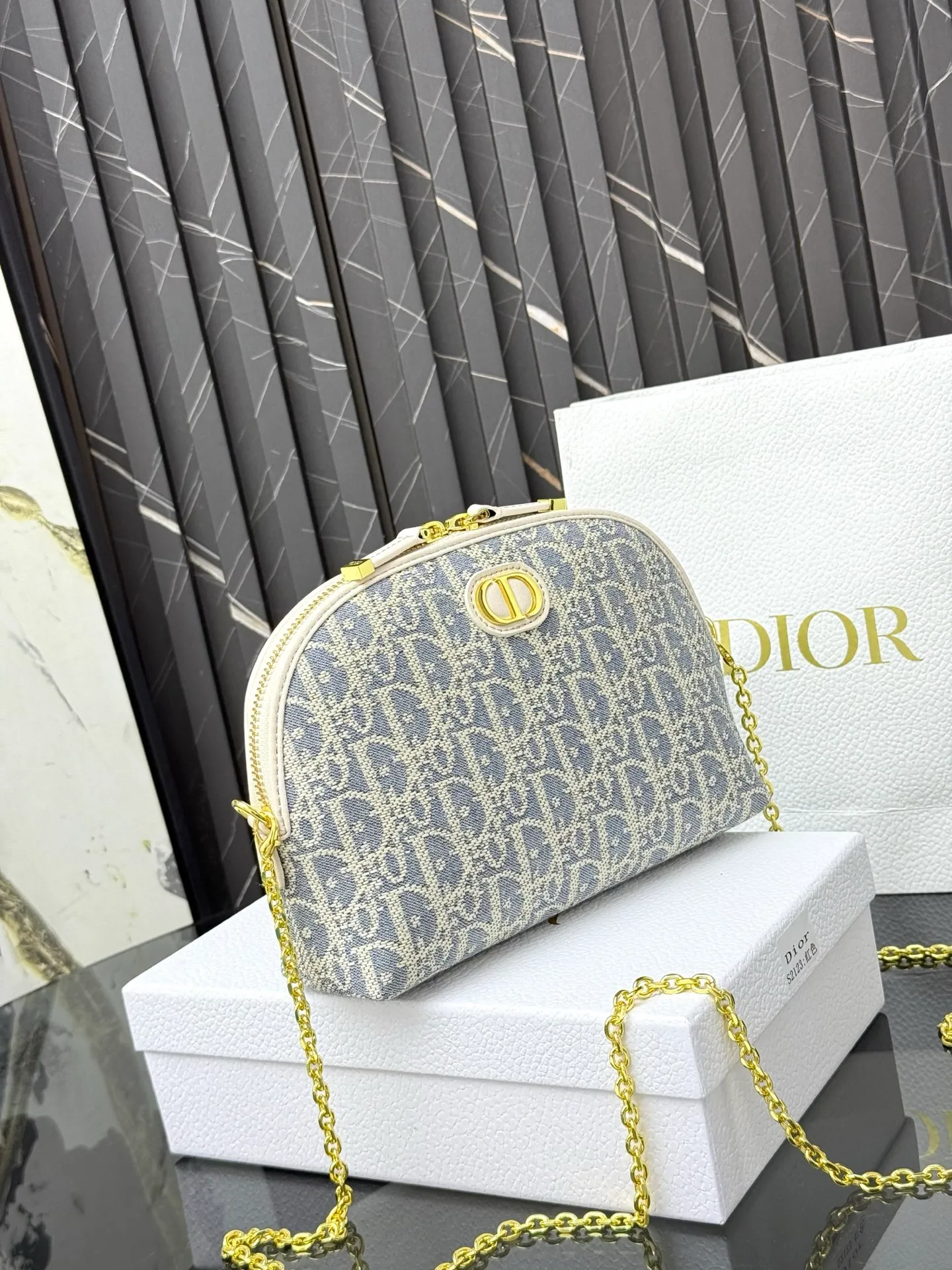 💰230💰The bag is decorated with dior’s signature blue oblique print. It features two chic zippered compartments and a patch pocket to organize a variety of supplies. Available in a large size, it can be worn with other oblique printed pieces. Front CD logo Blue oblique print 1 patch pocket Technical fabric lining Dimensions: 15.5 cm x 24 cm x 7 cm Reference number: S2123