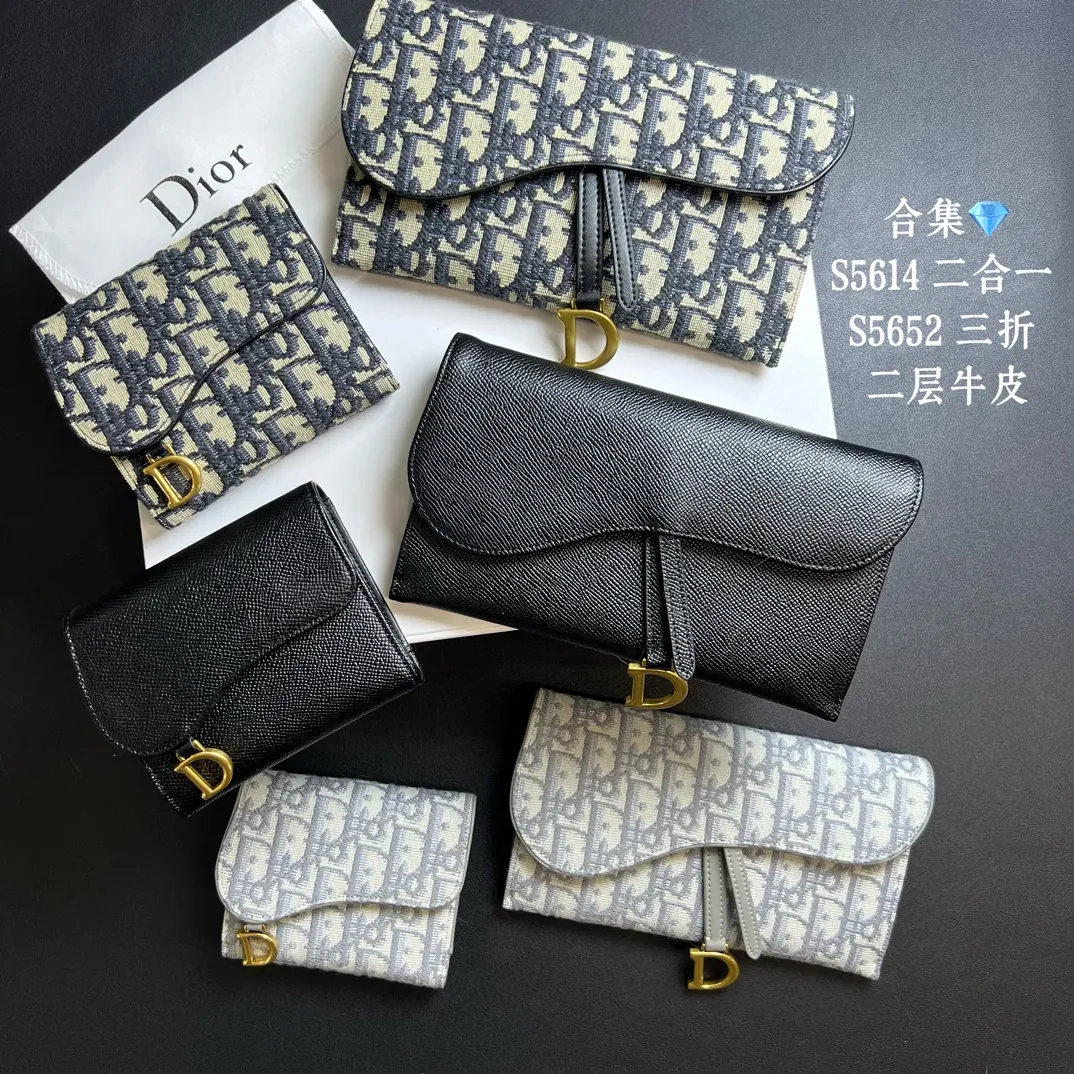 Collection 💎 (actual photos without any color difference)‼ ️ Dior Montaigne ❤️ Comes with box, two-layer calfskin, long saddle two-in-one chain bag No.: S5614CTZQ_M928 Comes with box, two-layer calfskin, short three-fold: first-layer leather Dior three-fold wallet, model number: S5652CTZQ-M928