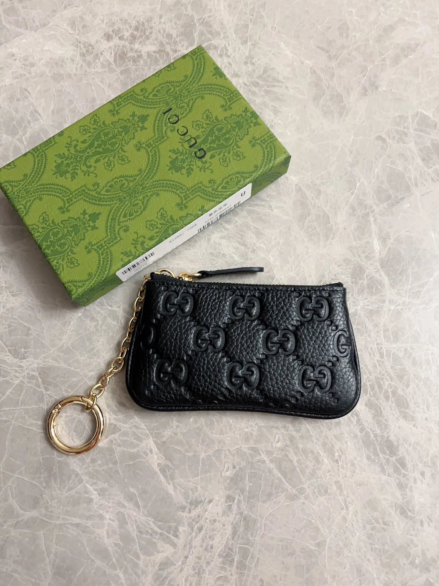 💰 320 🇮🇹🇮🇹New GG Emblem series super soft pink embossed/full leather coin purse/lipstick bag💋💋Model: 815891, size: 12x7.5cm