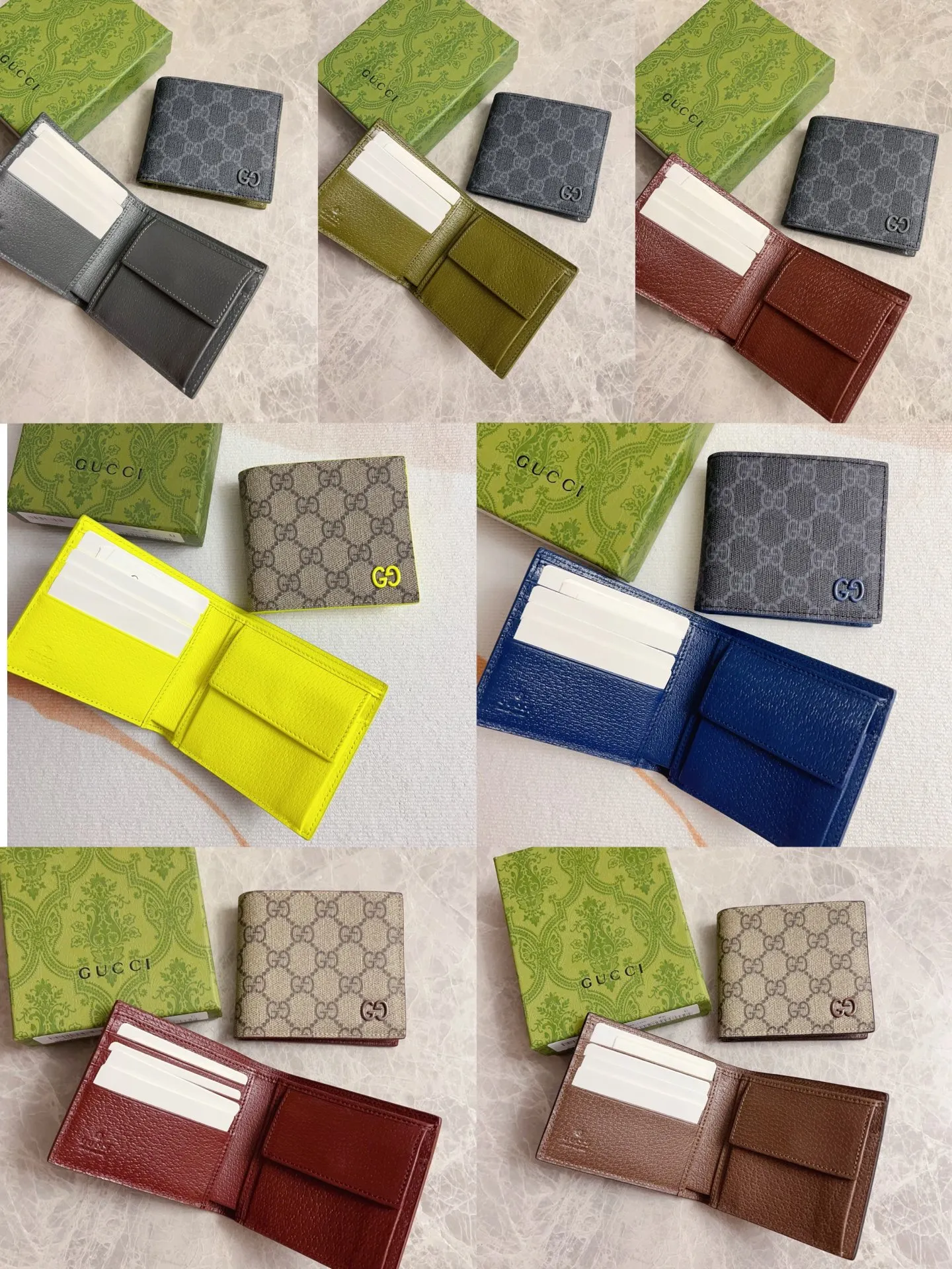 💰320🇭🇺🇭🇺Gucci’s latest collection ~ short clip (built-in coin pocket) 🧤🧤The two-tone design full of contrasting beauty makes the GG logo emblazoned on the bag show off the style🧤🧤The fabric is made of black GG, and the lining is made of contrasting cowhide leather🧤🧤Brown/fluorescent green Size: 11x 9cm Model: 768244 (original product)