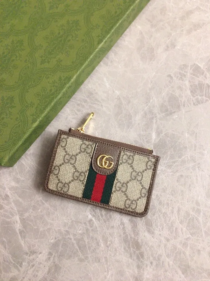 💰 340 🇭🇺🇭🇺The latest GG～Supreme canvas card holder coin purse, 🥞🥞environmentally friendly materials, original factory cowhide piping🥞🥞viscose fiber lining, oval interlocking double G leather label🥞🥞 Size: 12x7.5x1cm Color: brown/pvc. Model: 671723