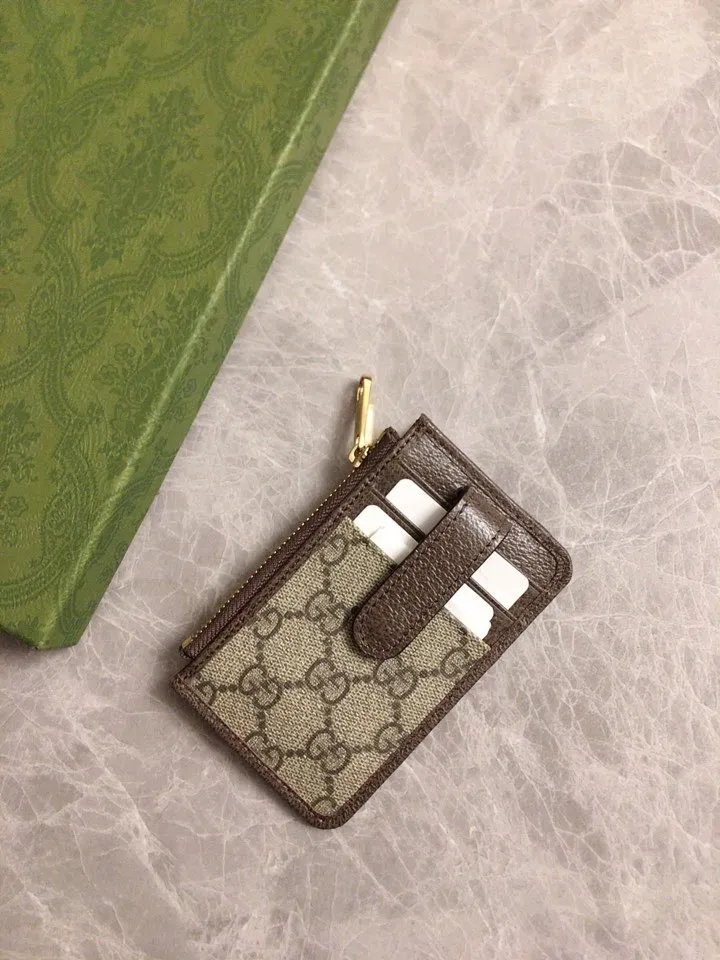 💰 340 🇭🇺🇭🇺The latest GG～Supreme canvas card holder coin purse, 🥞🥞environmentally friendly materials, original factory cowhide piping🥞🥞viscose fiber lining, oval interlocking double G leather label🥞🥞 Size: 12x7.5x1cm Color: brown/pvc. Model: 671723
