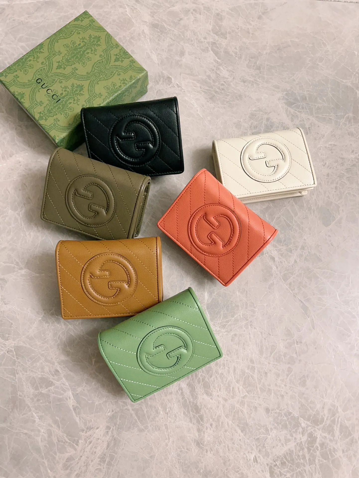 💰410 🇭🇺🇭🇺Gucci Blondie series card holder wallet Model: 760317 Size: 11x8.5x3cm (thick) Color: white, black, gray, brown, pink, green/original leather. Made in Italy