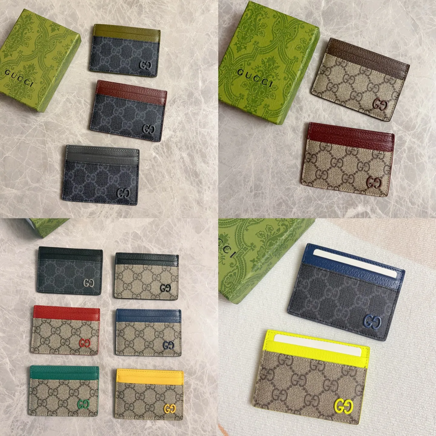 💰230🇭🇺🇭🇺Gucci’s latest collection ~ Card holder 🥞🥞Using a two-tone design full of contrasting beauty, the GG logo emblazoned on the body of the bag is in full bloom🥞🥞The fabric is made of black GG, and the lining is made of contrasting cowhide leather🥞🥞Black GG Supreme canvas, black PVC blue Size: 11x 7cm Model: 768248 (original product)