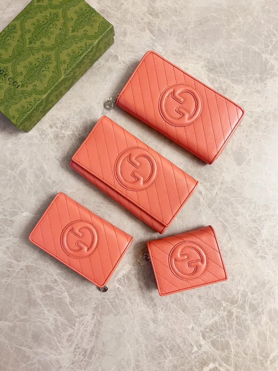 💰410 🇭🇺🇭🇺Gucci Blondie series card holder wallet Model: 760317 Size: 11x8.5x3cm (thick) Color: white, black, gray, brown, pink, green/original leather. Made in Italy