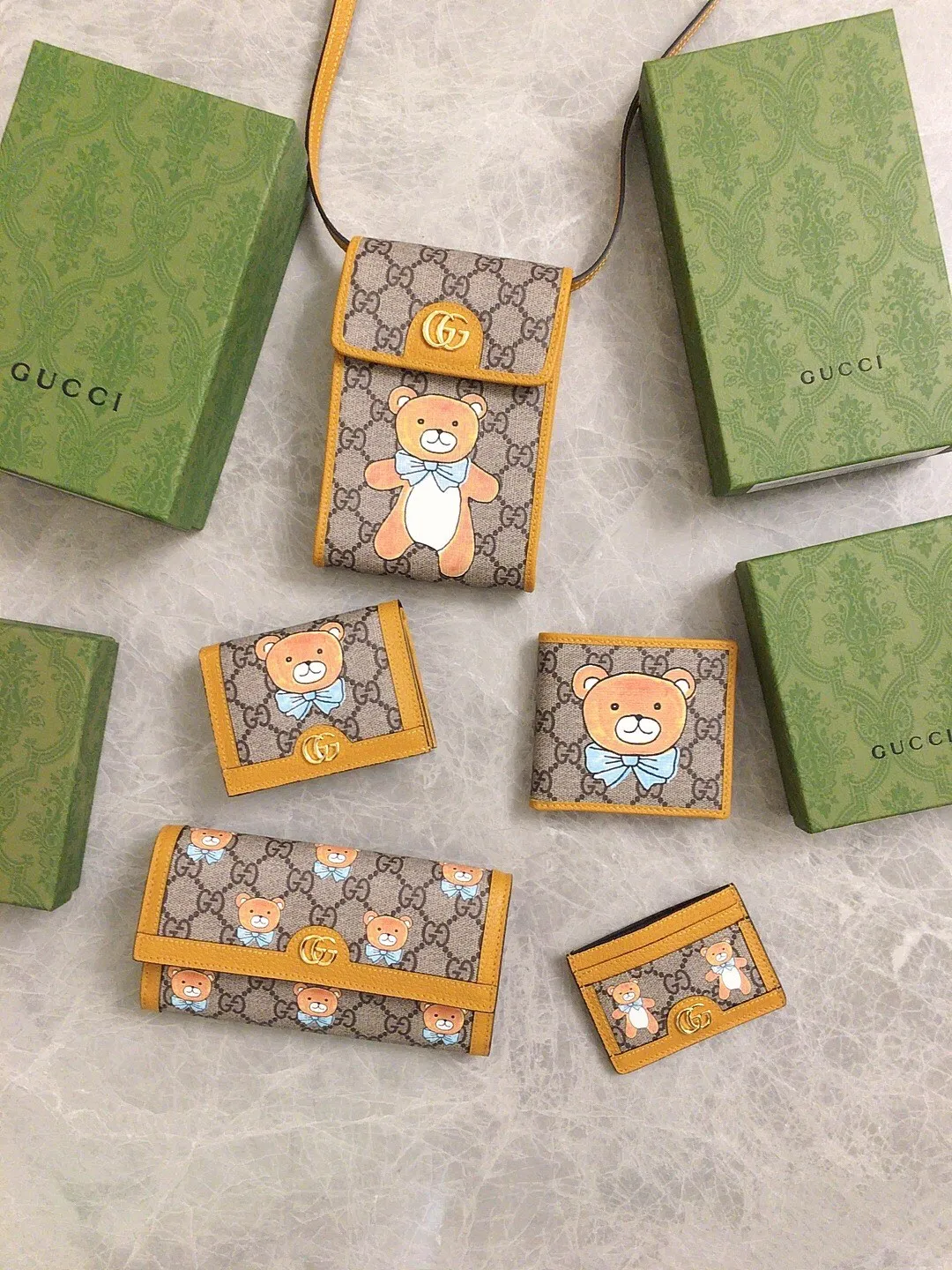 💰430 🇭🇺🇭🇺GUCCI KAI Kim Jong-in Joint Bear Series 🍃🍃 Long Wallet 🍃🍃Model: 660509, Size: 19x10x3cm, 🍃🍃Produced in original leather!