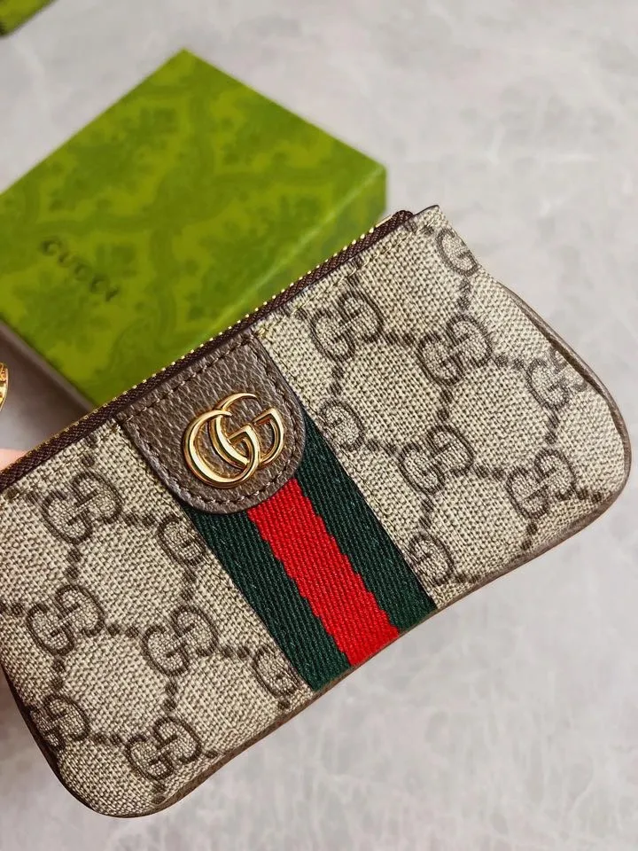 💰340🇭🇺🇭🇺GG brand new small coin purse~lipstick bag🪅🪅made of imported cowhide leather and PVC , 🪅🪅 with exquisite original factory double G hardware 🪅🪅, flexible and unique hook buckle, small and exquisite, great effect, model: 671722, color: brown pvc, size: 12x7.5x1.5cm
