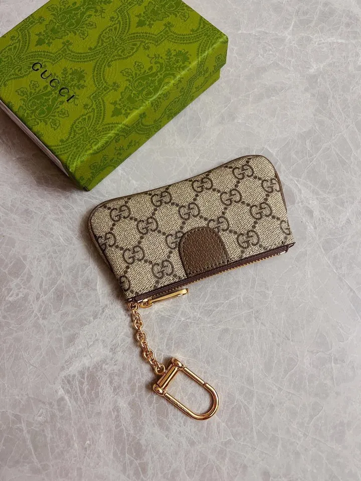 💰340🇭🇺🇭🇺GG brand new small coin purse~lipstick bag🪅🪅made of imported cowhide leather and PVC , 🪅🪅 with exquisite original factory double G hardware 🪅🪅, flexible and unique hook buckle, small and exquisite, great effect, model: 671722, color: brown pvc, size: 12x7.5x1.5cm